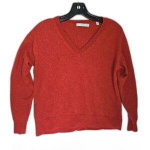 VINCE Cashmere Wool Brick Red V Neck Normcore Pullover Sweater Small
